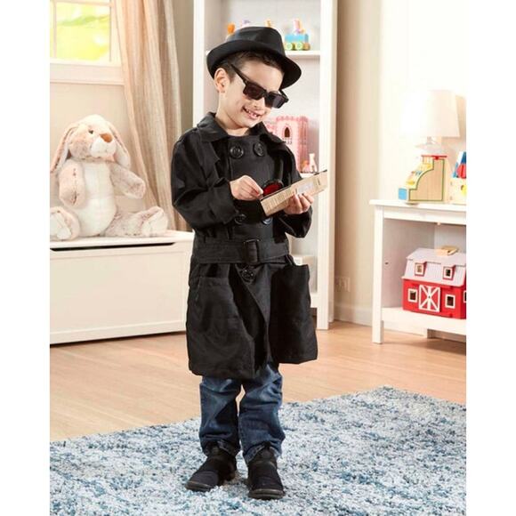 New Melissa and Doug Kids Unisex Size 5-8 Yrs Black Spy Role Play Set Costume - Picture 9 of 13